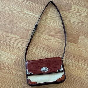 Brown and Tan Women's Shoulder Bag